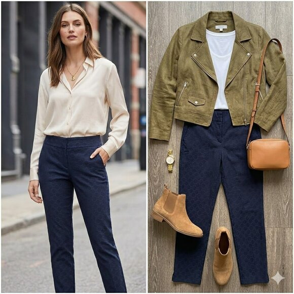 Swing Control Pants - Swing Control Navy Brocade Golf Pants Size 10 Tummy Control Ankle Pant